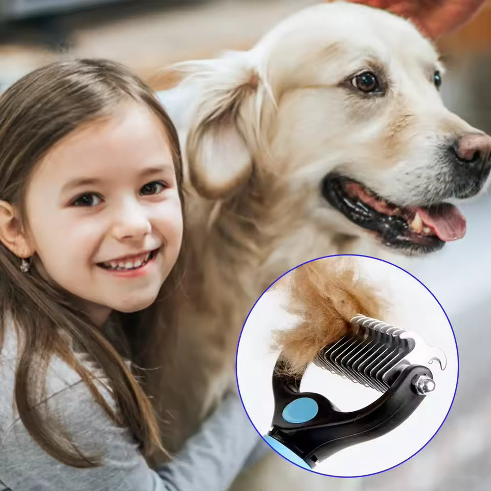 Pet Deshedding Fur Remover Brush for Dogs & Cats – Gentle – Removes Loose Fur, Knots & Shedding Hair