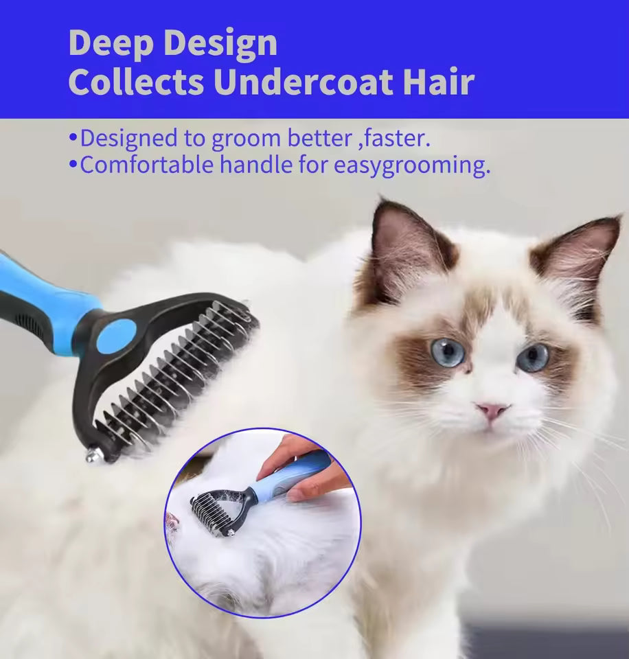 Pet Deshedding Fur Remover Brush for Dogs & Cats – Gentle – Removes Loose Fur, Knots & Shedding Hair