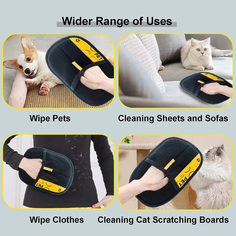 Reusable Pet Hair Removal Grooming Gloves for Dogs & Cats – Washable Deshedding Mitts