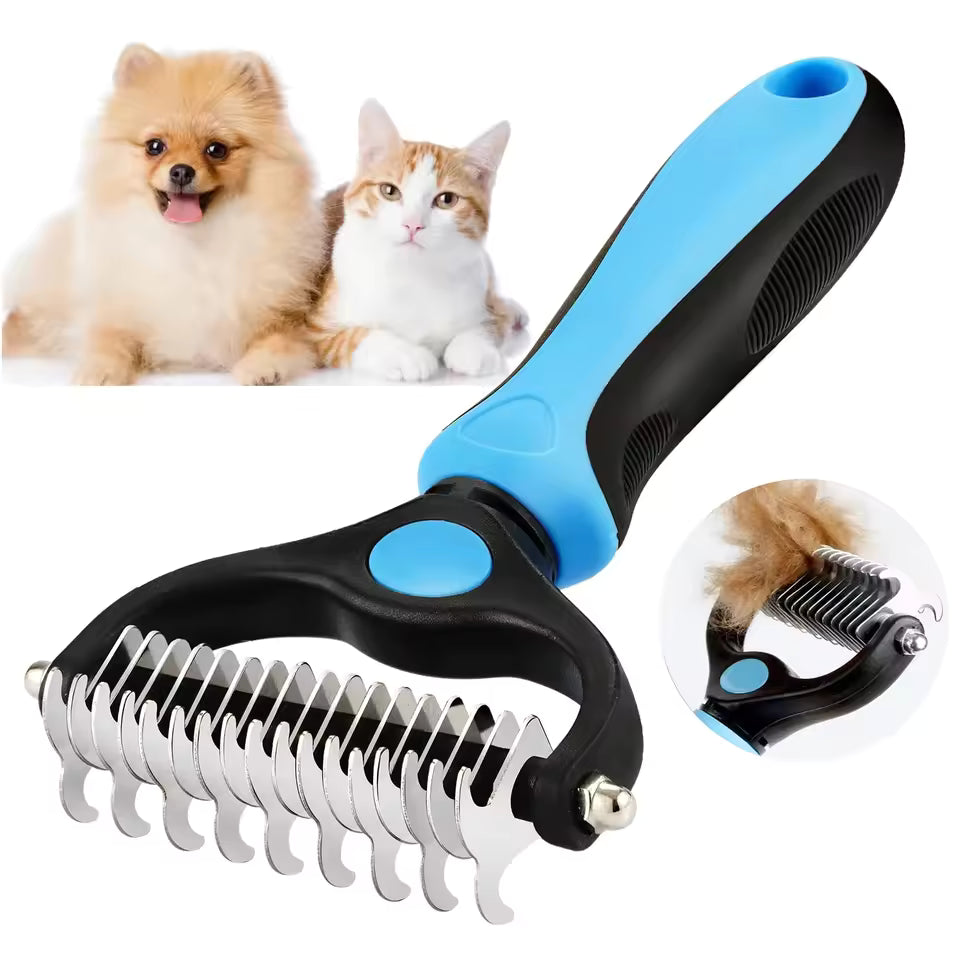 Pet Deshedding Fur Remover Brush for Dogs & Cats – Gentle – Removes Loose Fur, Knots & Shedding Hair